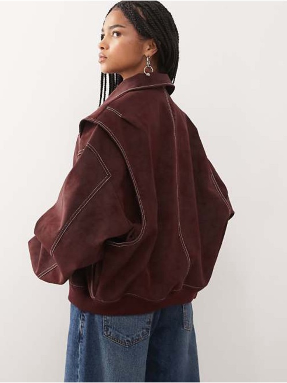 LIONESS Vista Bomber Jacket in Shiraz purple red leather - Picture 8 of 9